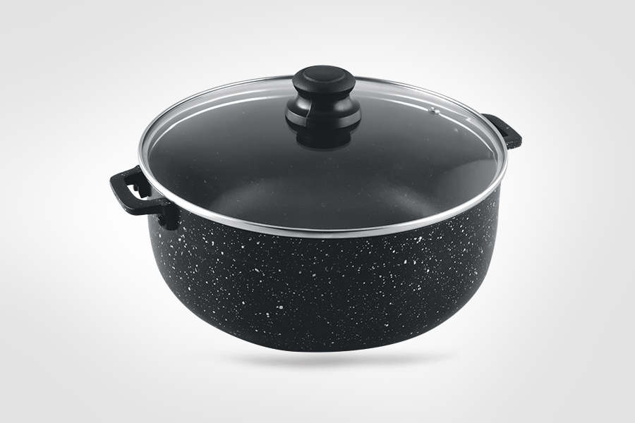 Aluminum Caldero Pot - Inside Outside Non-stick with glass lid